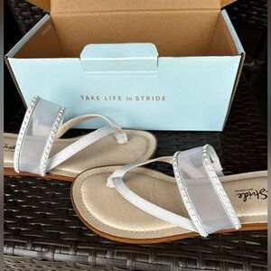 LifeStride Womens Size 8 Baby Blue Lace Flat Formal Sandals NEW W/ BOX